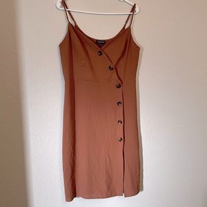 Rust Side Button Dress